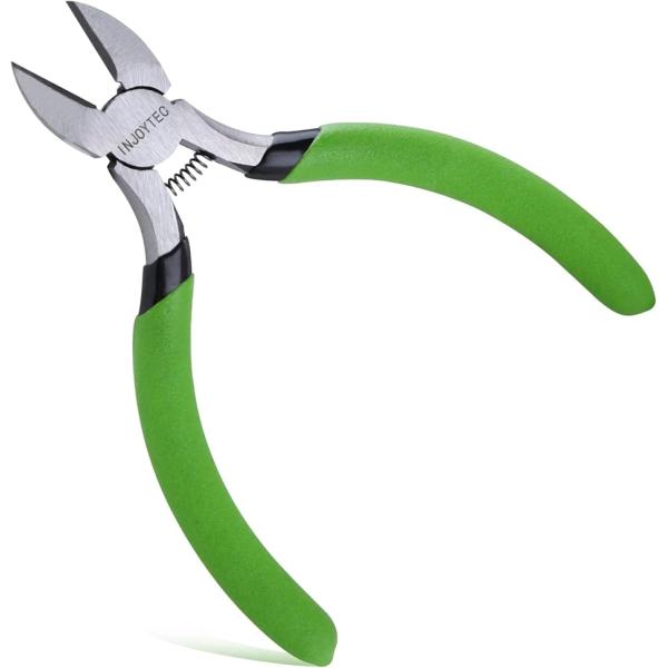 5インチミニ ミニニッパー バネ付 小型ニッパー 工具 精密ニッパー 斜めプライヤー ワイヤーカッター (グリーン,  5インチ)