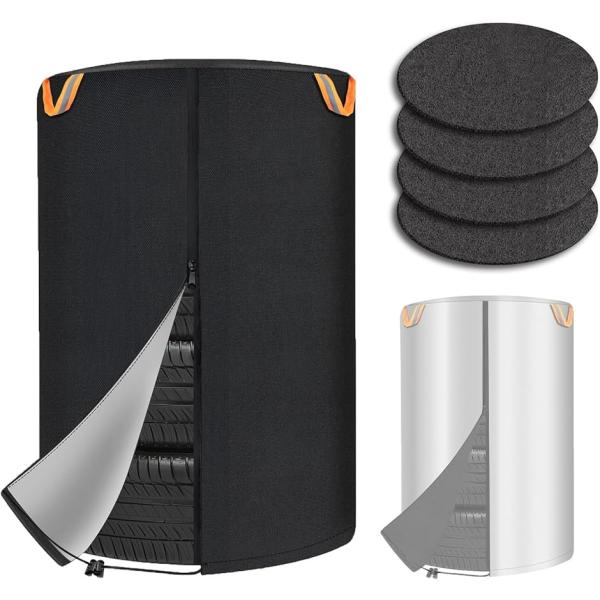 バリエーションコード : 2B99Q0W02W「高品質420D素材＆両面利用可能」進化版タイヤカバーの表面は厚手で耐久性があり420Dオックスフォード生地で、裏面にはPU 防水・シルバーコーティング加工が施され、丈夫で破れにくく長時間使えま...