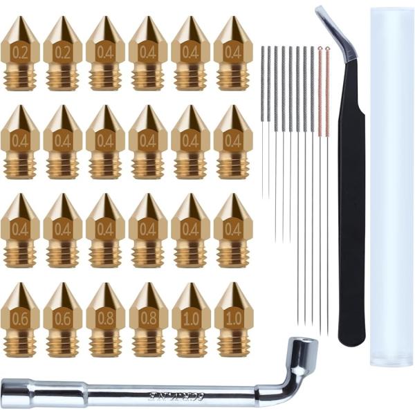 他サイト： 【互換品】 24個入り MK8ノズル 0.2mm 0.4mm 0.6mm 0.8mm 1.0mm 3Dプリンター用真鍮ノズル / (ゴールド)の商品画像