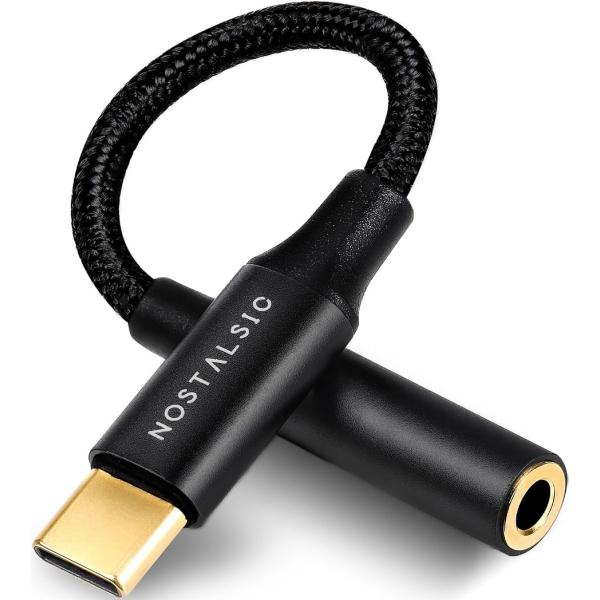 USB C ＆ 3.5 mm イヤホンジャック変換 オーディオアダプタ DAC搭載 24bit/96KHz対応 ハイレゾ音質 (ブラック)