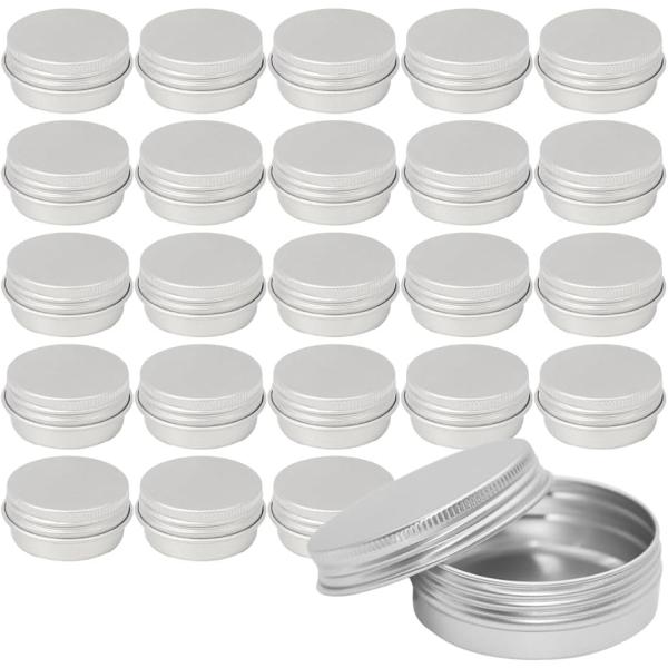 クリームケース アルミ 小分けケース 詰め替え 旅行 携帯用 小物入れ 容器 24個 (シルバー,  50ml)