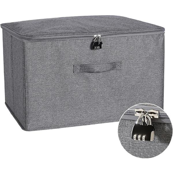 他サイト： 収納ボックス 鍵付き ダイヤル錠 収納ケース 大容量 折りたたみ 取っ手付き 衣類 ふた付き おしゃれ 布製(グレー,  3L)の商品画像