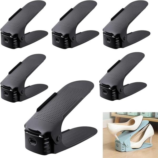 「収納スペースの悩みを解消」靴が溢れてしまう悩みを抱えている方に最適な商品です。この靴ホルダーを使うことで、靴箱の容量を大幅にアップさせ、整理整頓が実現します。6個セットでスタイリッシュに靴を重ねて収納できるため、限られたスペースを活用でき...