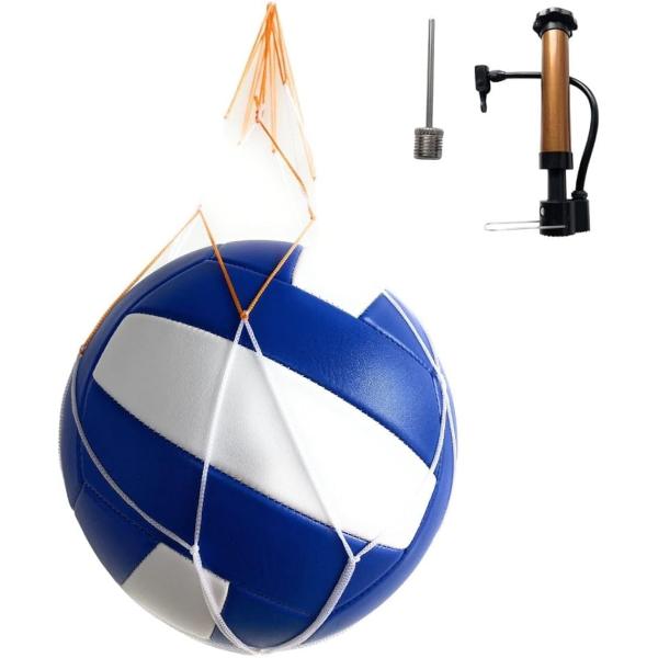 バレー ボール 5号 練習 球 「カラー」ブルー＆ホワイト「仕様」直径：約 21cm ボールの重さ：約250ｇ 《素材》PVC レザー「付属品」ボールネット エアポンプ「練習球」部活 レクリエーション 娯楽 などにいかがでしょう「国民的人気...