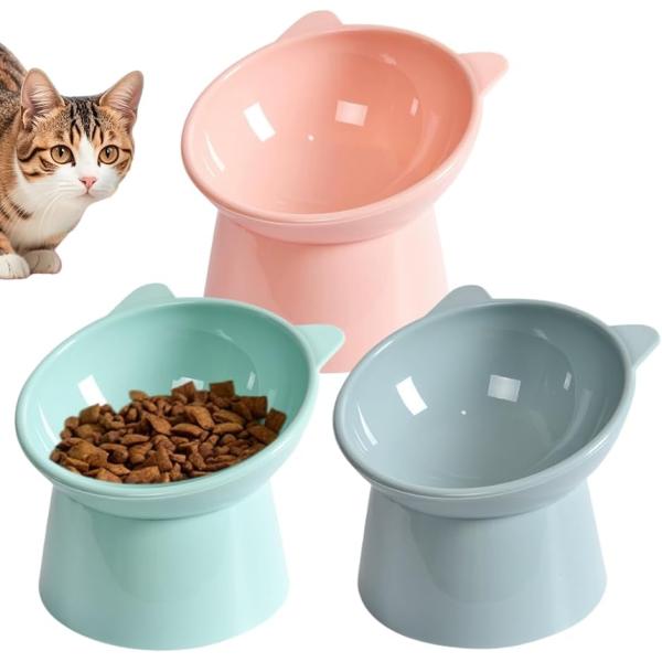 猫 餌入れ 皿 フードボウル 食べやすい えさ 水飲み 食器 洗いやすい 3個セット (3種類)