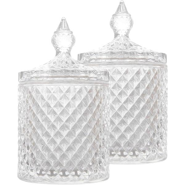 「おしゃれで可愛いデザインのガラス製小物入れ」高級感のある透明ガラスで作られた小物入れ。シンプルながらも可愛いデザインで、どんなインテリアにも馴染む。綿棒やコットンをおしゃれに収納し、清潔感を演出。アクセサリーや小物をスッキリまとめ、すぐに...