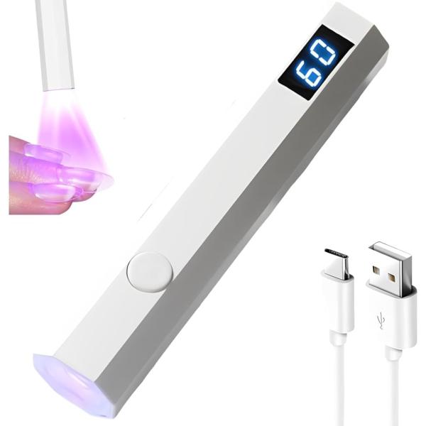 ジェルネイル ライト UV スタイリッシュ USB led 充電 ランプ 軽量(ホワイト)