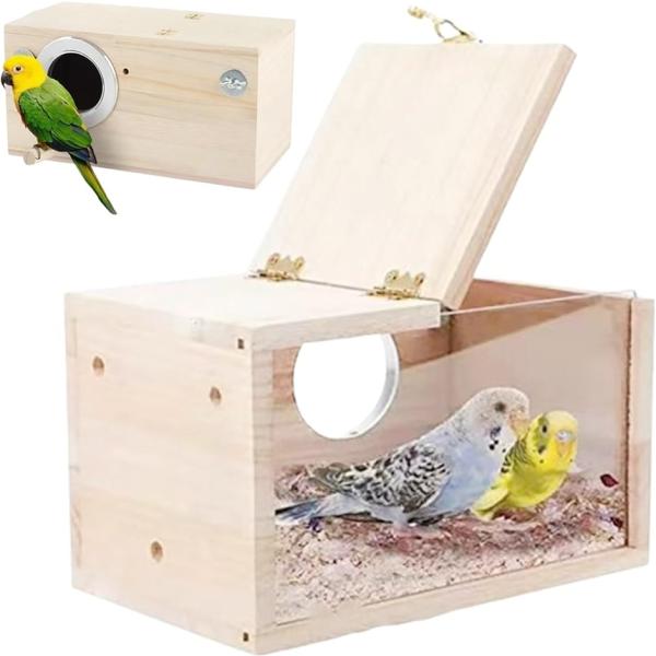 バリエーションコード : 2BUT0L4O38「手軽に観察できる透明デザイン」透明なアクリル板を使用しているため、巣箱の中の様子がよく見えます。インコや小動物たちの動きを観察するのが簡単で、孵化の過程や繁殖の状況も見守ることができます。ガラ...