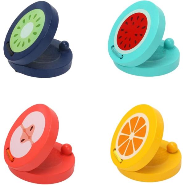 子供用 ミニ果物 カスタネット りんご キウイ すいか みかん カラフル 子ども 音楽 かわいい 4個セット MDM