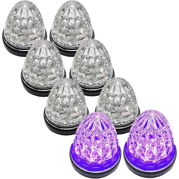 他サイト： カスタマイズ 24V トラック用 LED マーカーランプ サイド クリスタルカット仕様 16LED(クリアレンズ パープル,  8個)の商品画像