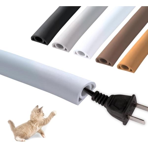 配線カバー モール 配線隠し ケーブルカバー コード隠し ペット 屋外 両面テープ付き PVC (グレー,  2m)