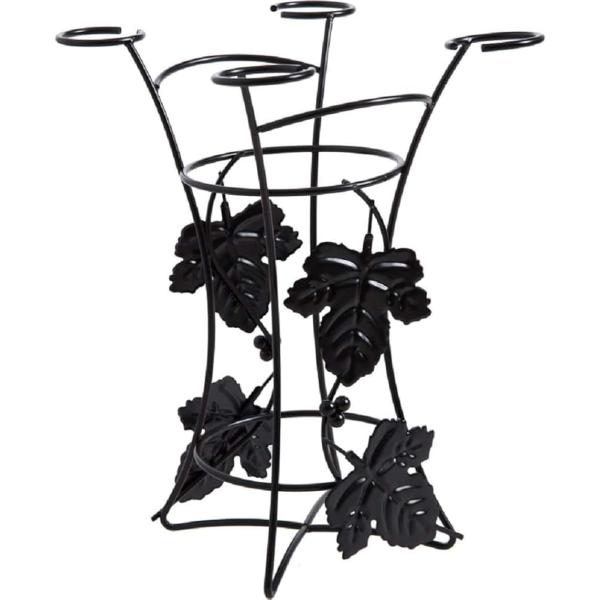 ワインとグラスをオシャレに置ける「ワインホルダー＋ワイングラスラック」です。1本のボトルと4つのグラスを収納可能です。お家のインテリアやお店での展示用ディスプレイなど幅広くご利用いただけます。ワイヤーフレームのボタニカルデザイン。リーフがレ...