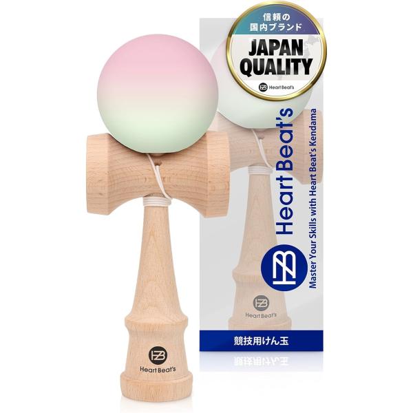 他サイト： Heart Beat’s けん玉 競技用けん玉 剣玉 けんだま Kendama マット塗装 ツートン(ピンク/イエローグリーン)の商品画像