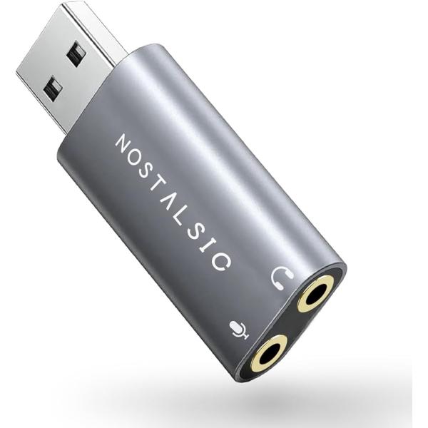 他サイト： 【互換品】 USB オーディオ 変換アダプタ USB2.0 to 3.5mm 外付け サウンドカード DAC搭載 直挿しタイプ(シルバー)の商品画像