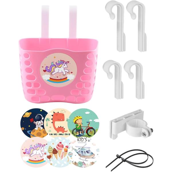 バリエーションコード : 2B9S4VO6HVお子様の自転車に簡単に取り付けられるフロントバスケットです。(金具3種類、結束バンド2本、ステッカー6枚付き)ブラック、ホワイト、ピンク、ブルーの4カラーからお選びいただけます。どんな自転車にも...