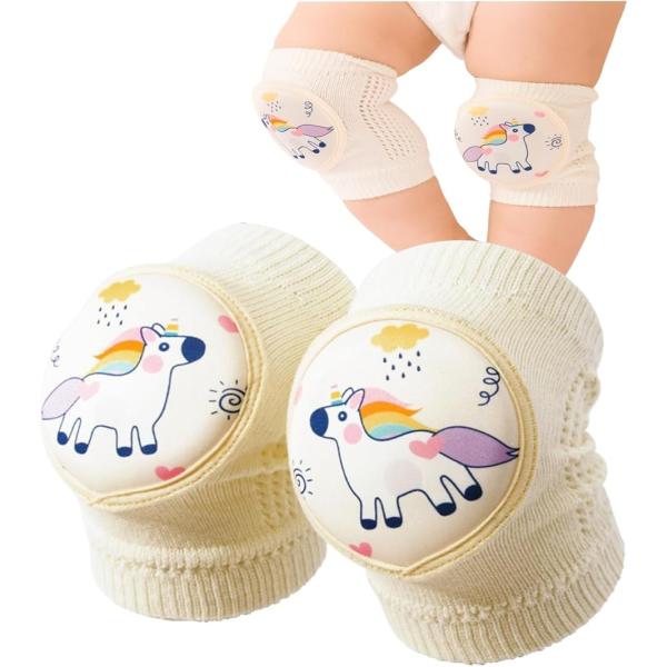膝当て 赤ちゃん ニーパッド ハイハイ クッション レッグウォーマー 通年 メッシュ コットン(ユニコーン,  Free Size)