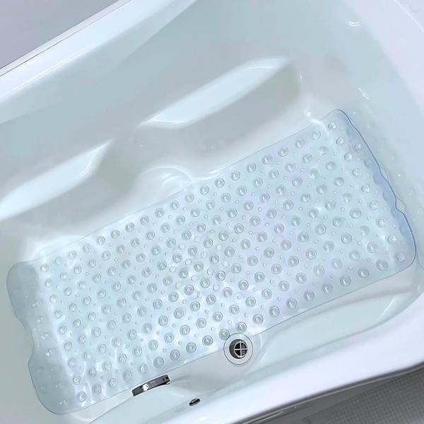 お風呂 すべり止めマット 100x40cm 浴槽内滑り止めマット 介護 転倒防止 抗菌(05 クリアノンカラー,  100x40ccm)