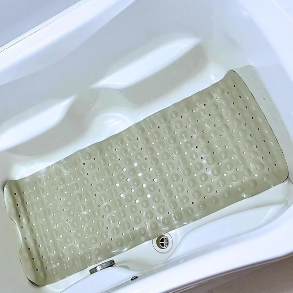 お風呂 すべり止めマット 100x40cm 浴槽内滑り止めマット 介護 転倒防止 抗菌(10 サンドベージュ,  100x40ccm)