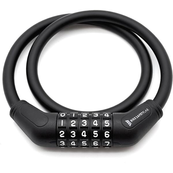 ケーブルロック 自転車ロック 5ケタダイヤル式 回しやすい ワイヤーロック バイク キックボード(ブラック,  65cm)