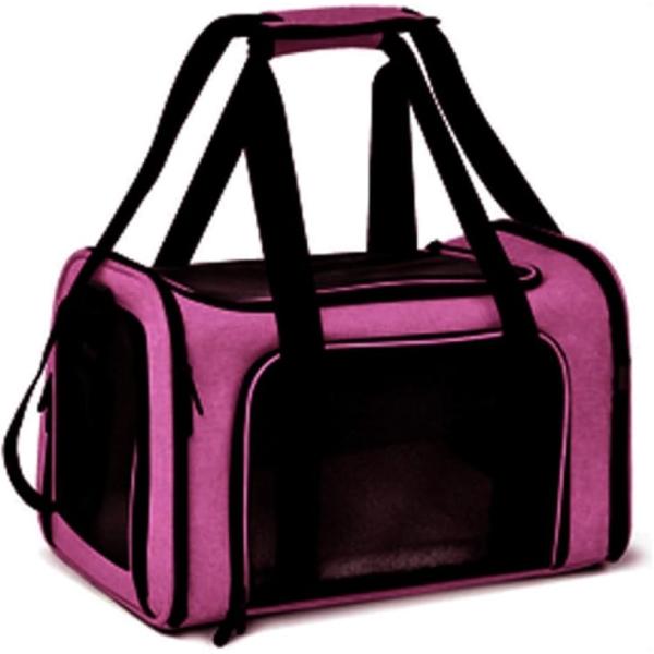 他サイト： ペットキャリーバック Lサイズ 犬猫用・小型犬 大型猫 折りたたみ式 飛び出し防止 お出かけ ベルト脱着可 ドライブ 旅行 通院(紅紫)の商品画像