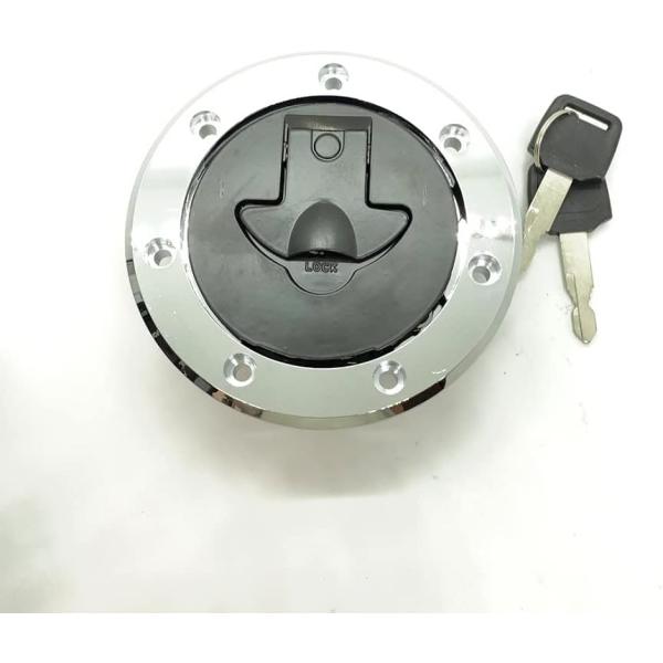 【互換品】タンク キャップ ガソリン 燃料 キー 付き 汎用 TZR50 125 250 80(シルバー,  カワサキ用 タンクキャップ)