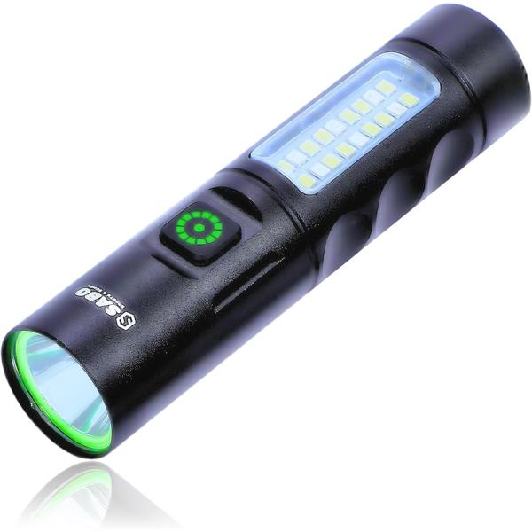 他サイト： 元警察官監修 小型懐中電灯 LEDフラッシュライト 6モード搭載 USB充電式 防水 防災 防犯 非常用 散歩 キャンプ(ブラック)の商品画像