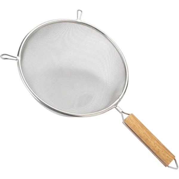 こし器 つぶしてこせる すくい 油切り ザル 調理器具 耐久性 食器洗い機 ふるい 裏ごし ステンレス製 (シルバー,  直径22cm)