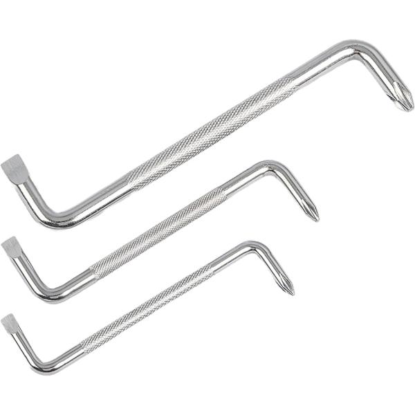 「狭い場所でも大活躍。オフセットダブルドライバー3本セット」 DIYや家具の組み立て、電化製品のメンテナンスに最適なオフセットダブルドライバーセットです。3本セットで、プラス・マイナスのダブルヘッドを備えたコンパクト設計。小さなスペースや狭...