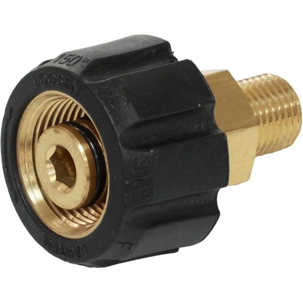 バリエーションコード : 2B9XG2KQN3「異径ネジの変換に」ケルヒャーなどの高圧洗浄機につかえる変換アダプターです。「海外製品との接続に」ケルヒャー等に使われているM22おねじからG3/8おねじへの変換が出来ます。「使用シーン」海外製...