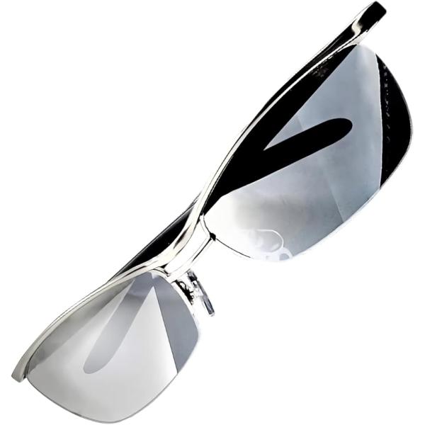 他サイト： ZIG'sサングラス メンズ 1年中キマル 昼夜兼用可 運転 カッコいいサングラスケース マットシルバーframe (シルバー,  L)の商品画像