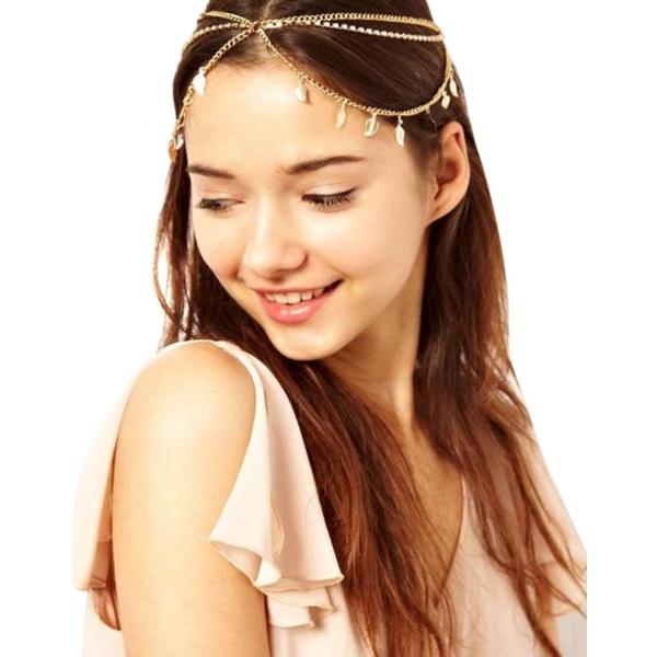 バリエーションコード : 2BF7PUS3XB・イエローゴールドのチェーンにデザインパーツを散りばめた、表情豊かにアレンジが楽しめるヘアジュエリーです。・クールでシンプルなデザインなので、成人式や結婚式、二次会やパーティーなど、フォーマルか...