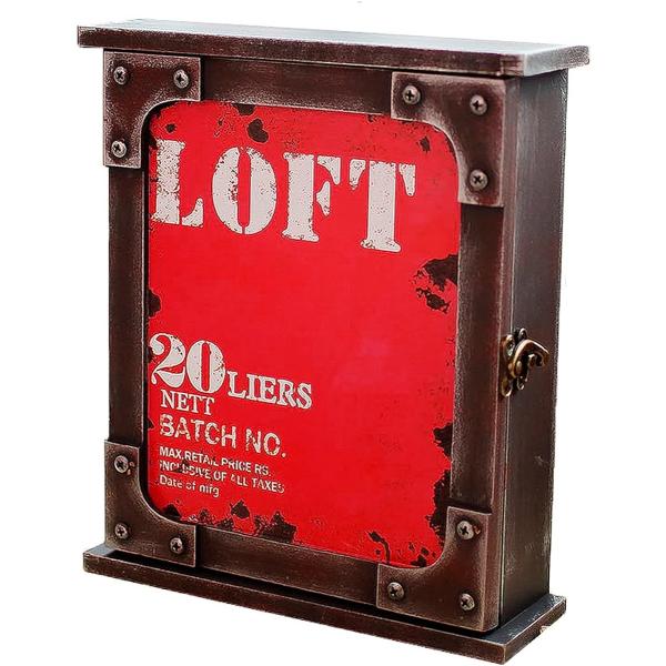 バリエーションコード : 2BFMJ88TQM・大事な鍵をお洒落に収納できる木製キーボックスです。・ビンテージのデザインで暮らしに味わいあるインテリアを。。・壁掛け対応で玄関やお部屋にオシャレに飾れます。・ビンテージ加工を施し、レトロでお洒...