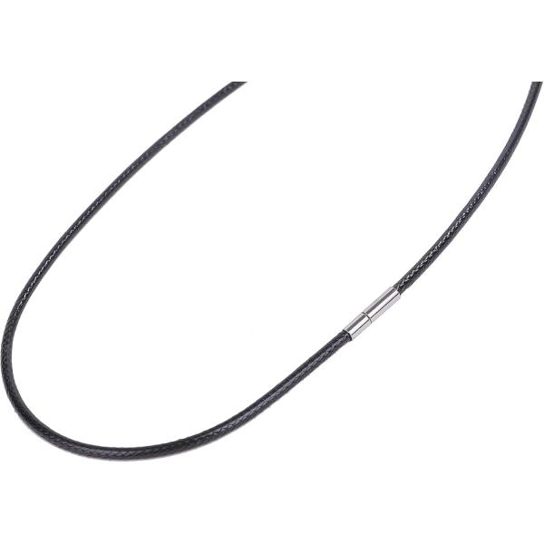 メンズ チョーカー ネックレス チェーン 紐 ステンレス ワックスコード アクセサリー 2mm55cm( ブラック,  2mm55cm)