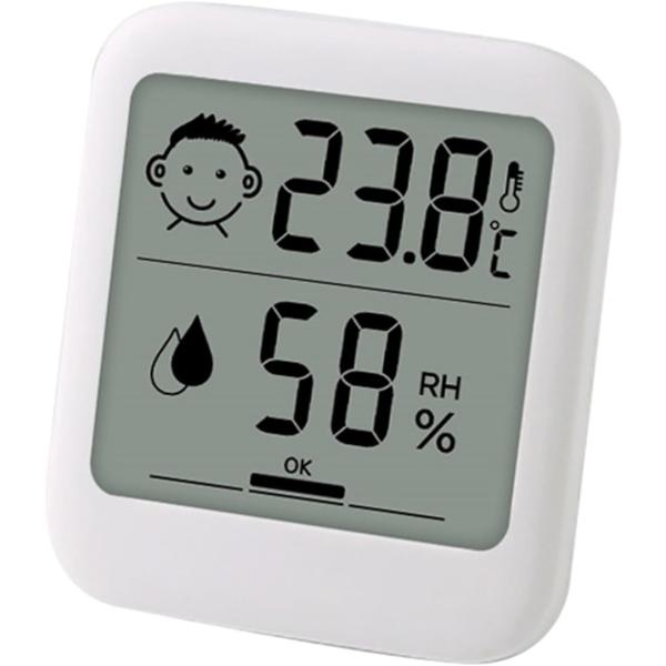 他サイト： デジタル温湿度計 快適度顔表示付 温度計 卓上 スタンド マグネット 吊り下げ カビ(ホワイト,  68mmx77mmx15mm)の商品画像