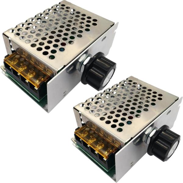 既製品のモーター回転数や電熱器の温度調節できる電圧レギュレータ。使用範囲10〜220V、海外製品にも取り付け可能。はんだ付け不要で配線作業も簡単。DIY、改造に最適。モーターの回転速度の調節可能、ライトの光の強弱、電熱線の高低、モーター速度...