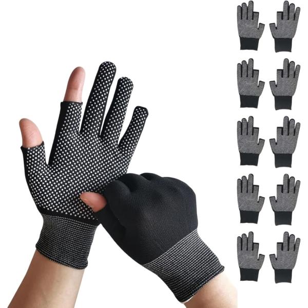 【Yahoo!ランキング1位入賞】指なし手袋 軍手 指出し 作業用 指先 スマホ タブレット 滑り止め (ブラック,  Sサイズ)