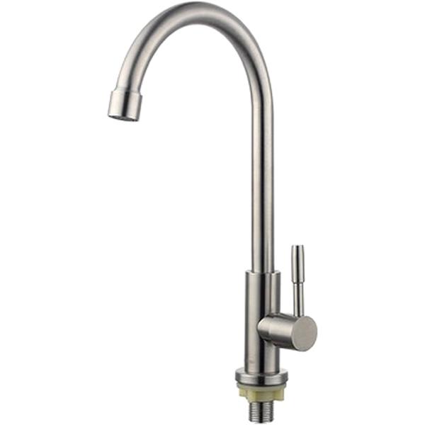 ライフシステム ステンレス製 キッチン 洗面用 単水栓 シングルレバー 360°回転 グースネック スワン 洗面台 蛇口(シルバー)