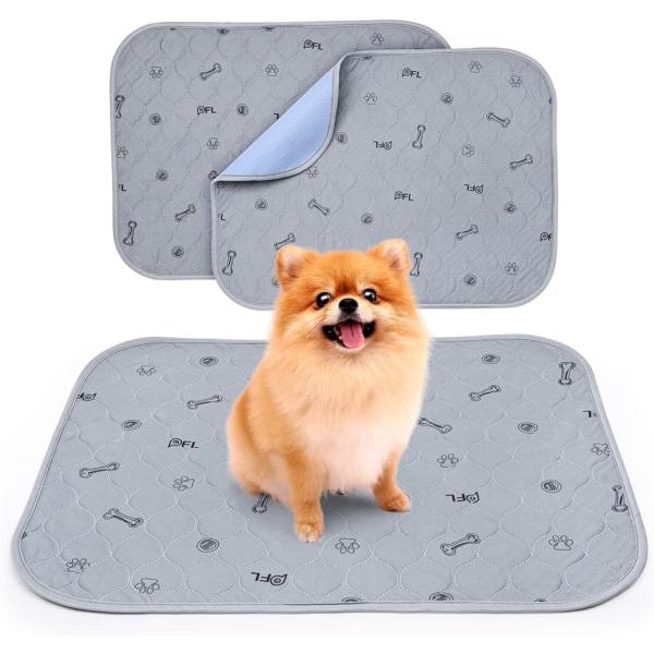 洗えるペットシーツ 猫 犬用 おしっこパッド ペットマット ペット用 トイレ 下敷き 速乾 滑り止め( 2枚セット,  46X61cm)
