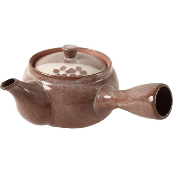 美濃焼 急須 ティーポット 小豆色 花柄 茶こし付き 320ml 日本製 ラセットブラウン SYK004(ラセットブラウン。)