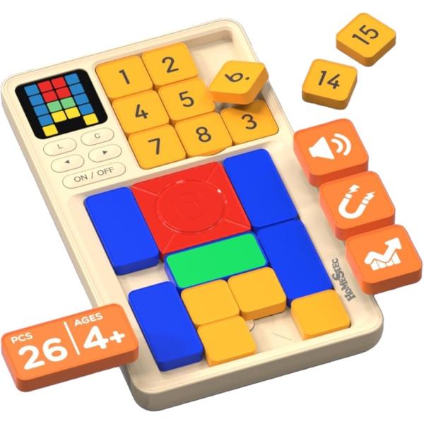 (1)「500以上のレベルボードゲーム・易から難へ」スーパースライドパズルは、500以上のパズルを備えており、各年齢層のプレイヤーに適しています。LED画面に表示された通りにブロックを配置し、赤いブロックをゴールエリアにスライドさせることで...