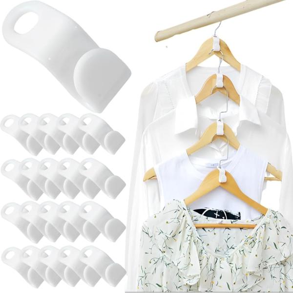 ハンガー連結フック 整理整頓 省スペース クローゼット ジョイントフック 50個セット(ホワイト,  1.8 x 4 cm)