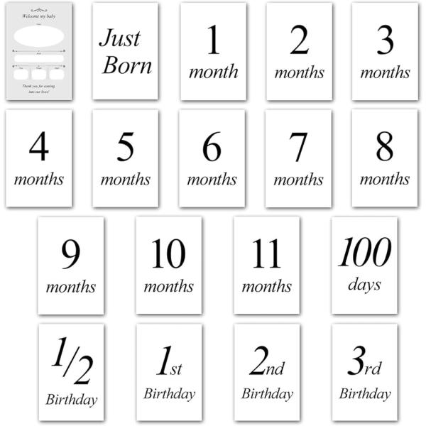 月齢フォトカード18枚セット。月齢カードが1month〜11monthsまでの11種類、 記念日カードが7種類。カードの裏面には手書き欄があるので、その時のお子様の様子や、出来事などを記入できます。写真には収められない、気持ちや想いまで閉じ...