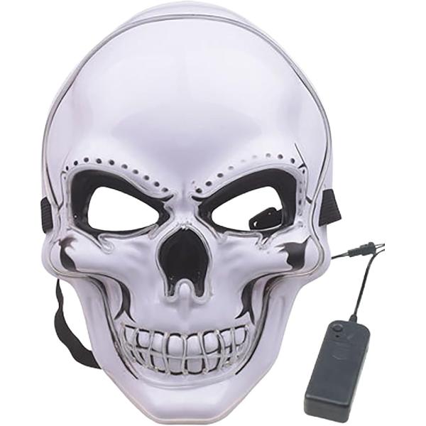 LED発光 ホラーマスク ハロウィン 怖い 骸骨 ゾンビ 光る お面 コスプレ 仮装 衣装 仮面 パーティー イベント (アイスブルー)
