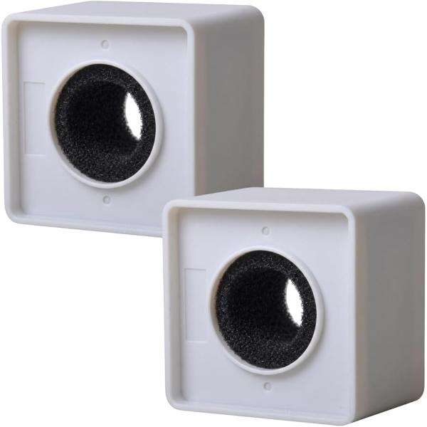 マイクフラッグ 2個セット ロゴ プレート (ホワイト, 高さ 約69mm x 幅 約69mm x 奥行 約52mm、内径：約37mm)