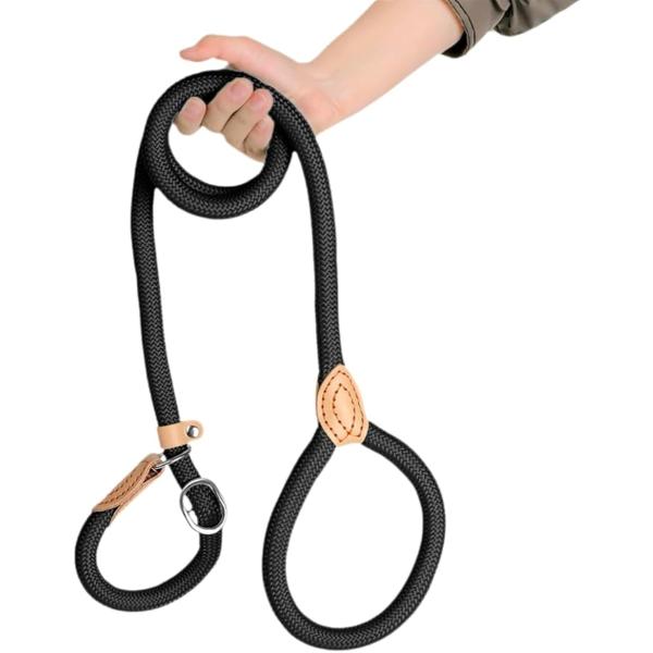 スリップリード 犬リード 猫 小型犬 中型犬 大型犬 犬用 (ブラック,  長さ150cm x 幅6mm)