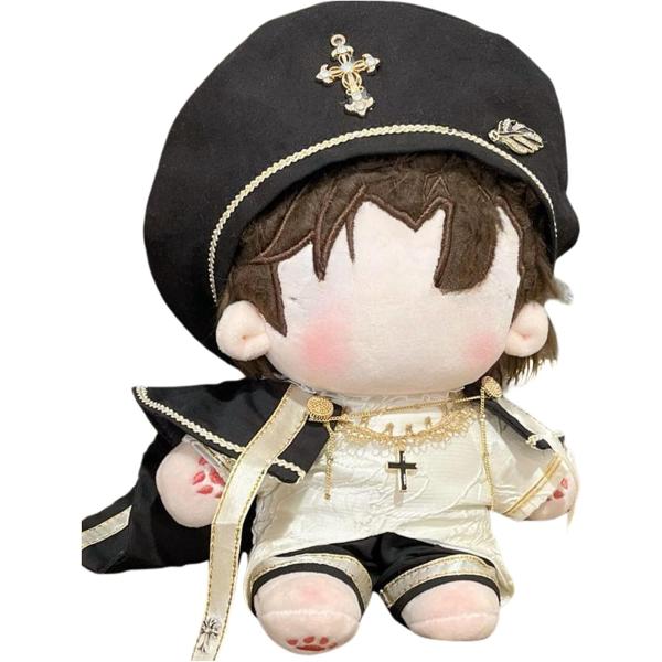 ぬい服 ヨーロピアン シャツ ズボン マント 帽子 ぬいぐるみ 人形 MDM (ブラック,  20cm)