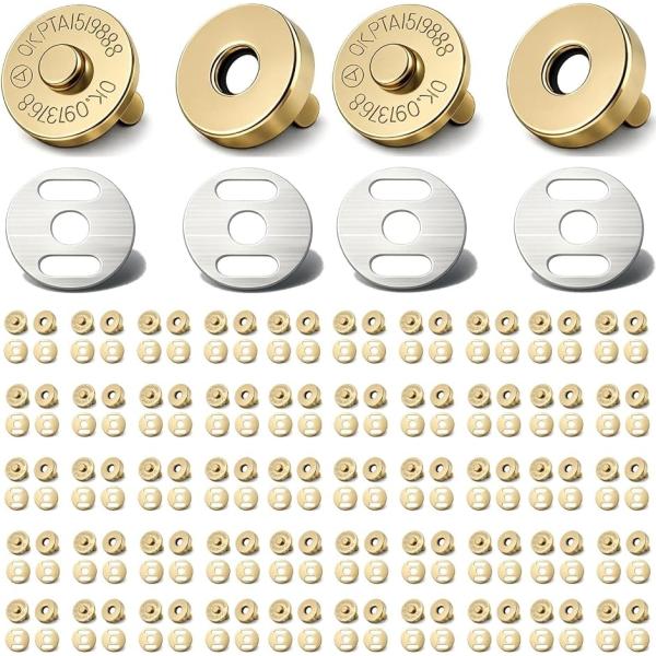 マグネットボタン 差込式 50組 バッグ 財布 レザークラフト 手芸 ハンドメイド 強力磁石 (ゴールド,  18mm)