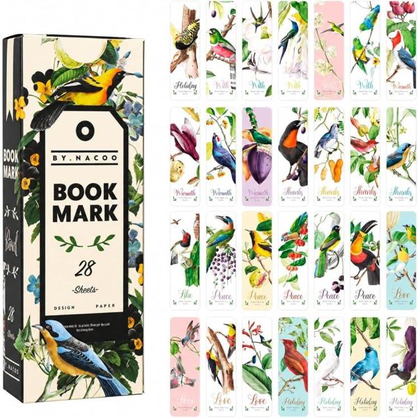 しおり 栞 ブックマーク ブックマーカー 読書 本 雑誌 読書用品 紙製 メッセージカード (鳥,  約11.5cm x 3.5cm)