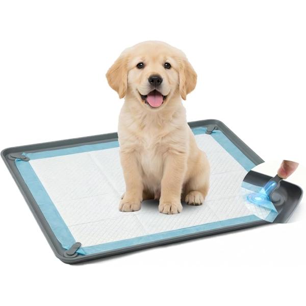 犬 トイレトレー トイレマット シリコンマット マグネットで固定 四隅固定 シーツがズレない (グレー, XL（65x93cm）)