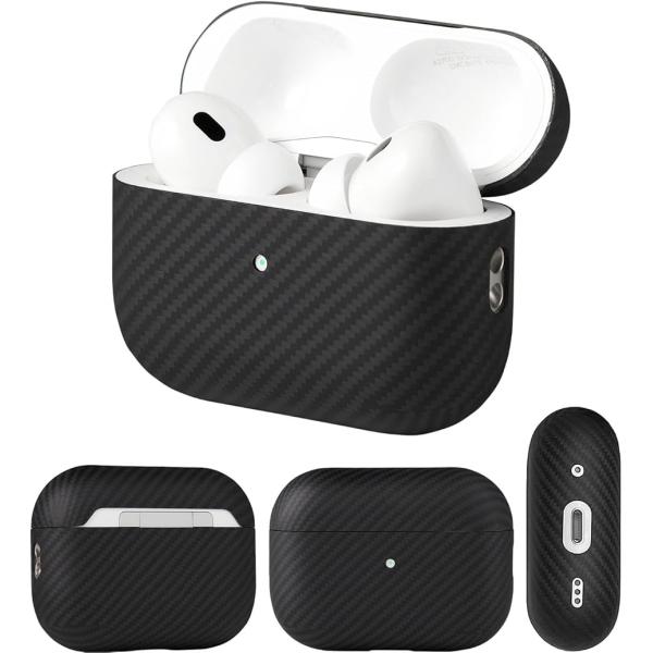 AirPods Pro3 第3世代 専用 100%アラミド繊維製 保護ケース (マットブラック,  第3世代AirPods Pro用)
